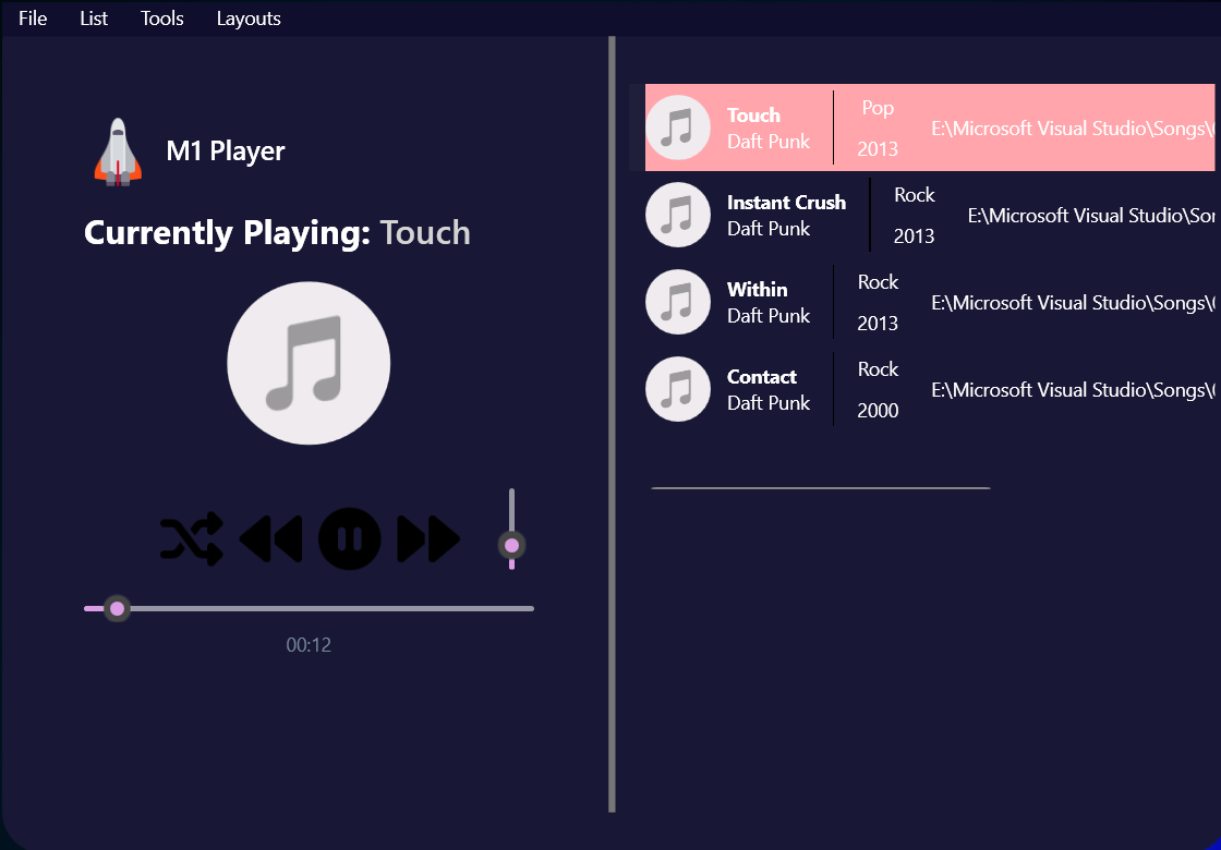 Music Player - Main Screen