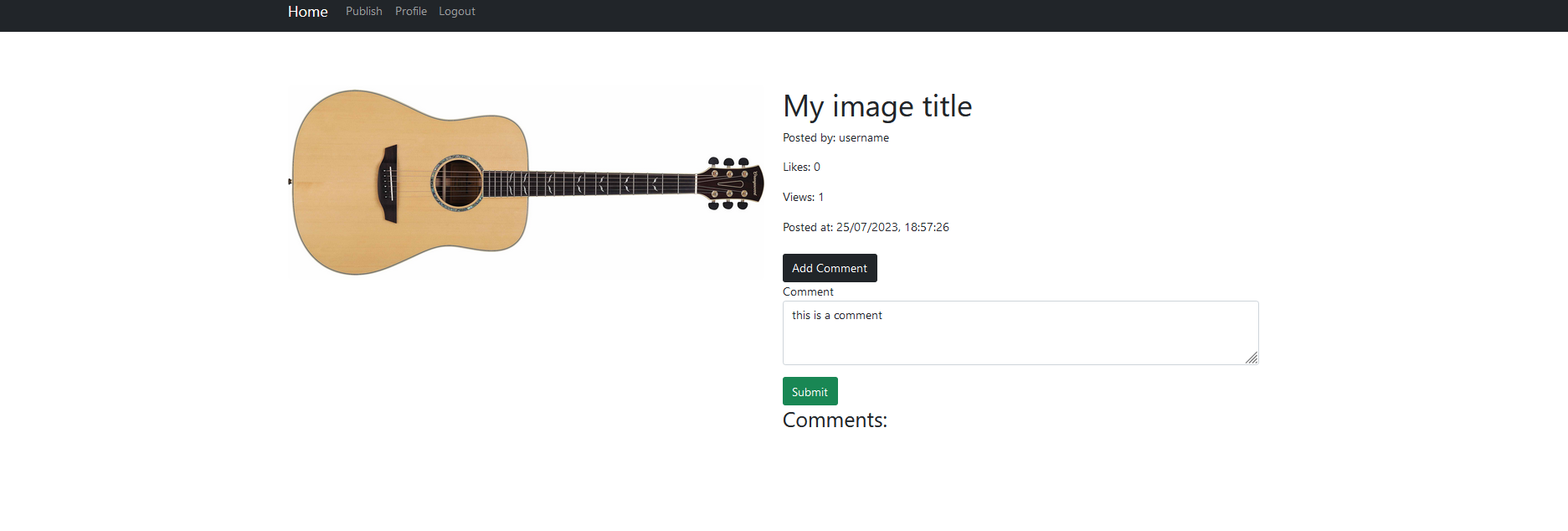 instagram - Comment Form