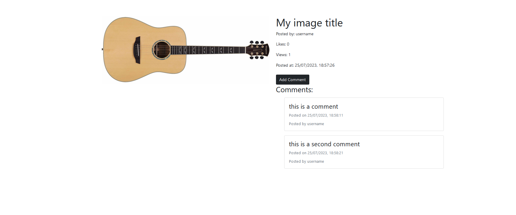 instagram - Question details page