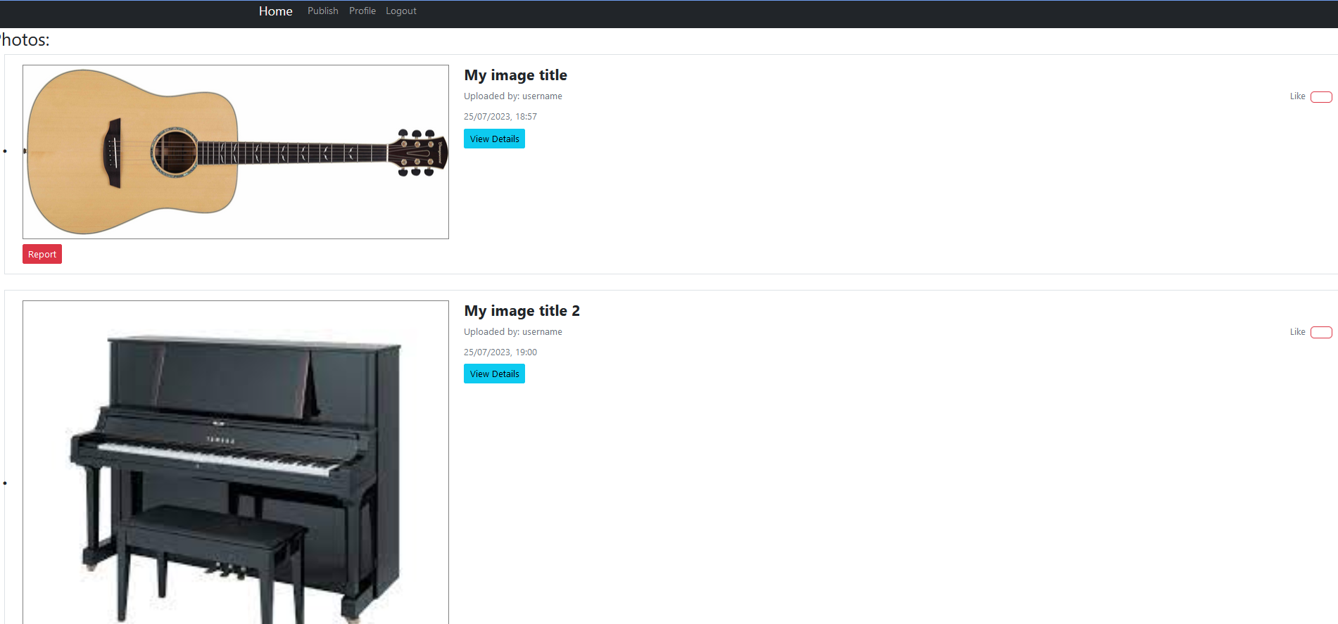 instagram - Images page