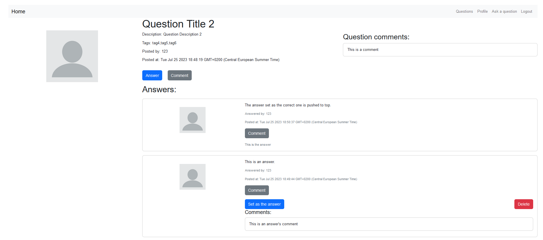 stackoverflow - Question details page